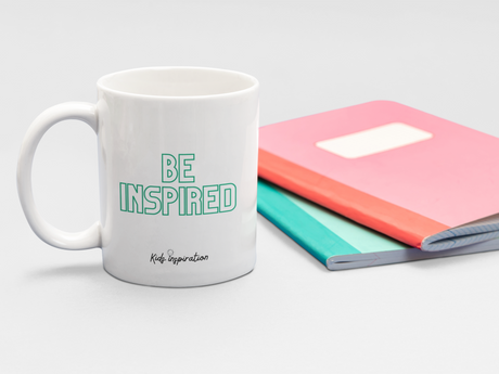 The back of the All Things Girly mug says Be Inspired so that kids are inspired with this kids mug