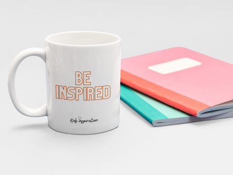 The back of the All Things Sports mug says Be Inspired to inspire kids with their very own kids mug